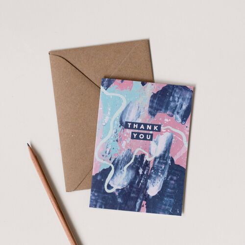 Pink Navy Thank You Card