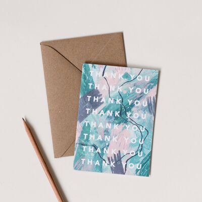 Peach Green Thank You Card