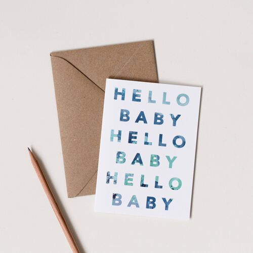 Blue Hello Baby Card