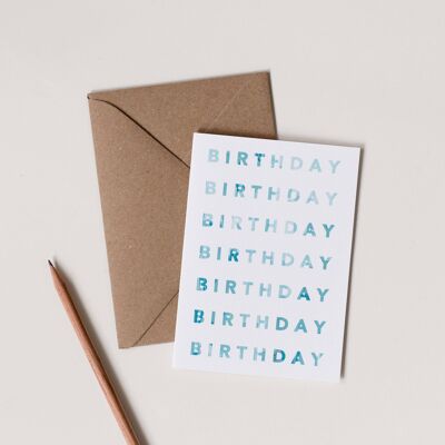 Blue Block Letter Birthday Card
