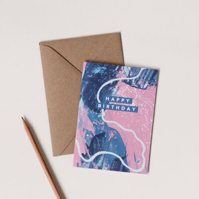 Pink Blue Birthday Card