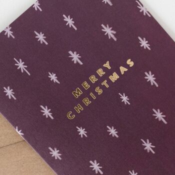 Carte de Noël étoile violette avec feuille d'or 2