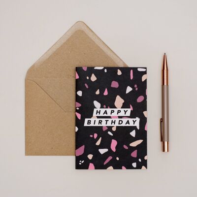 Black Terrazzo Birthday Card