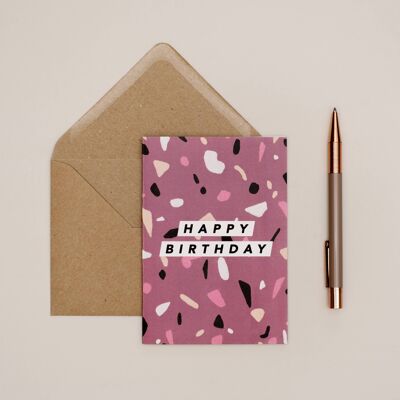 Dark Pink Terrazzo Birthday Card