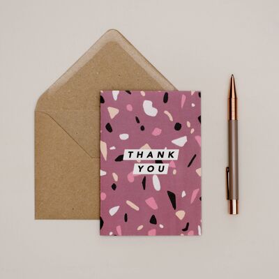 Dark Pink Terrazzo Thank You Card