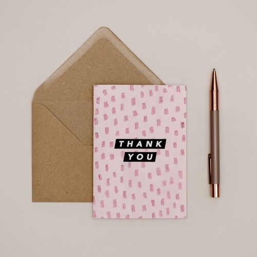 Pink Pattern Lines Thank You Card