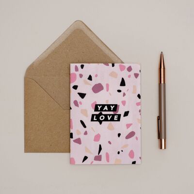 Light Pink Terrazzo Yay Love Card