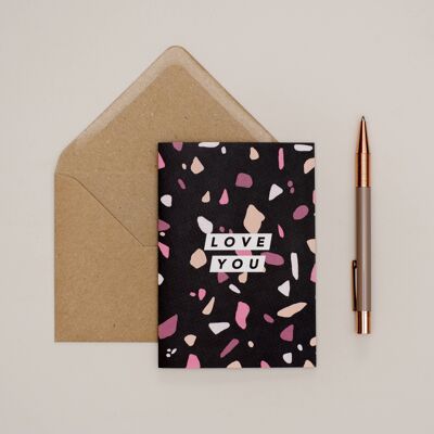 Black Terrazzo Love You Card