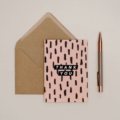 Tan Pattern Lines Thank You Card