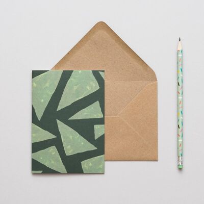 Green Triangles Abstract Card