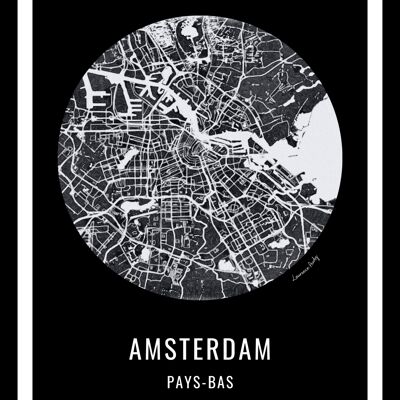 POSTER+FRAME-50x70cm-EUROPE-AMSTERDAM MAP