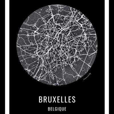 POSTER+FRAME-50x70cm-EUROPE-MAP BRUSSELS