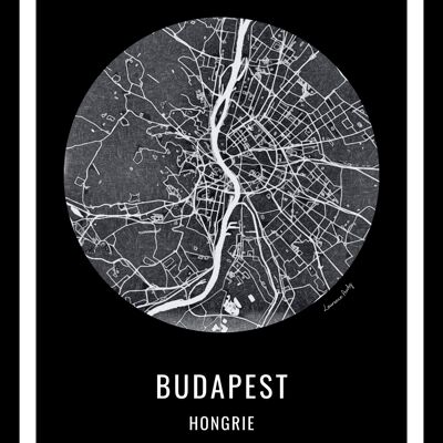 POSTER+RAHMEN-50x70cm-EUROPA-KARTE BUDAPEST