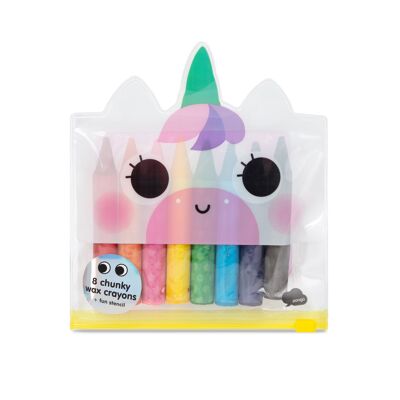Set di pastelli colorati a forma di unicorno carino