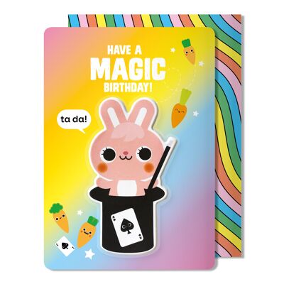 Kaninchen Puffy Sticker Geburtstagskarte