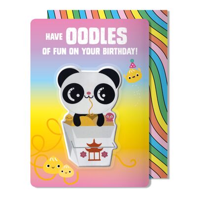 Biglietto di auguri di compleanno con adesivo Panda Puffy