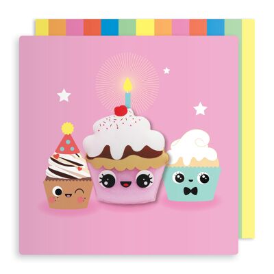 Tarjeta de cumpleaños con imán para cupcakes
