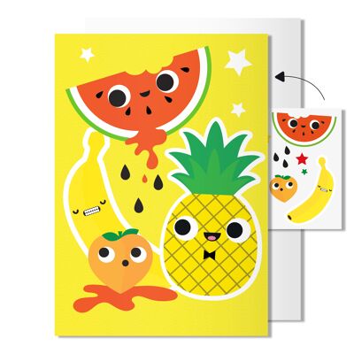 Tarjeta de frutas | con tatuajes temporales