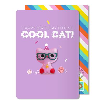 Carte d'aimant de chat frais d'anniversaire