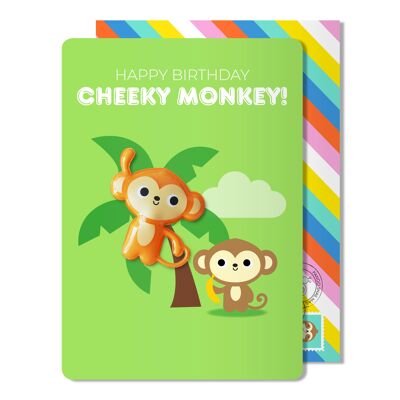 Carte d'aimant de singe d'anniversaire