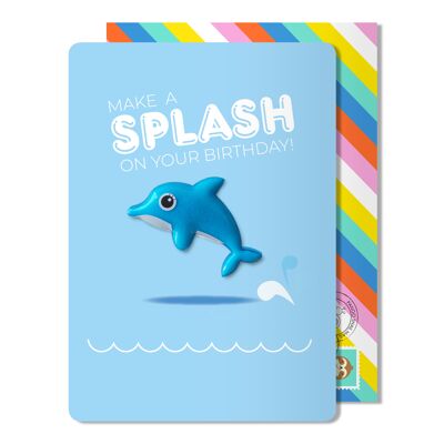 Carte d'aimant de dauphin d'anniversaire