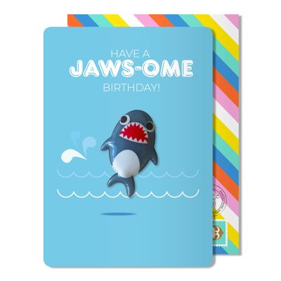 Tarjeta de imán de cumpleaños de Jaws-ome