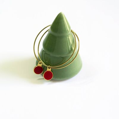 Red gold Christmas earrings
