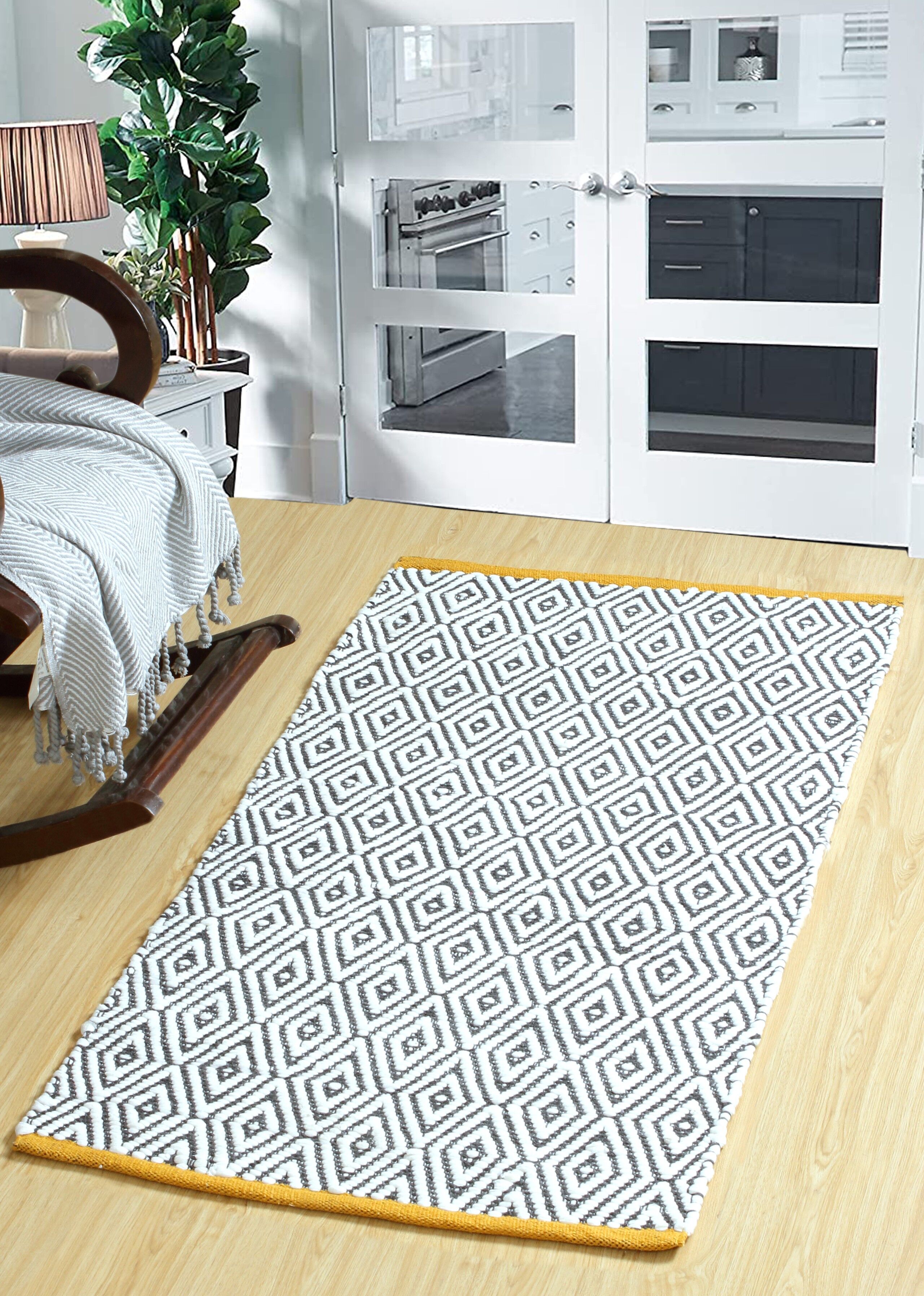 Tappeto tessuto a mano in cotone 70x140 cm