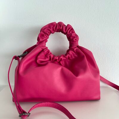 Sac à main bandoulière en cuir fuchsia Isabel