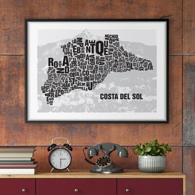 Carta ubicación Costa Del Sol La Concha - 50x70cm-impresión digital-enmarcada
