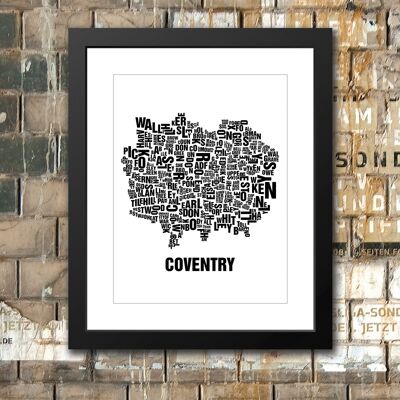 Letter location Coventry Black on natural white - 40x50 passe-partout framed