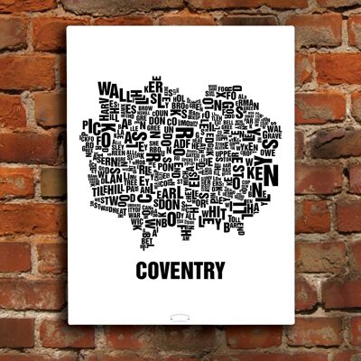 Letra place Coventry negro sobre blanco natural - 40x50cm-lienzo-en-camilla