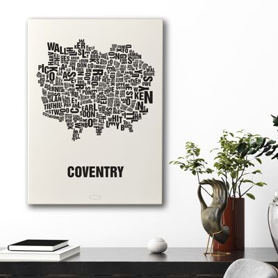 Letra place Coventry negro sobre blanco natural - 50x70cm-lienzo-en-camilla