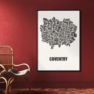 Posizione della lettera Coventry nero su bianco naturale - 70x100cm-stampa digitale arrotolata