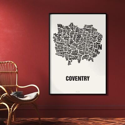Letter location Coventry black on natural white - 70x100cm-digital print-rolled