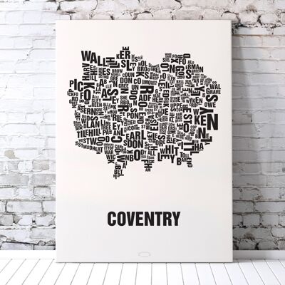 Letra place Coventry negro sobre blanco natural - 70x100cm-lienzo-en-camilla