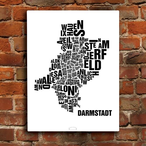 Buchstabenort Darmstadt Schwarz auf Naturweiß - 40x50cm-leinwand-auf-keilrahmen