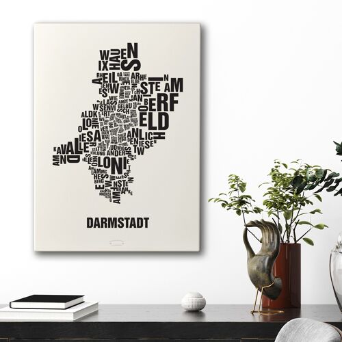 Buchstabenort Darmstadt Schwarz auf Naturweiß - 50x70cm-leinwand-auf-keilrahmen