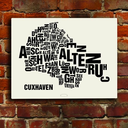 Buchstabenort Cuxhaven Schwarz auf Naturweiß - 40x50cm-leinwand-auf-keilrahmen
