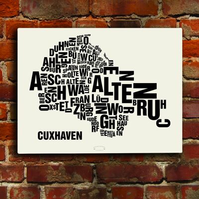 Luogo delle lettere Cuxhaven nero su bianco naturale - 40x50cm-tela-su-barella