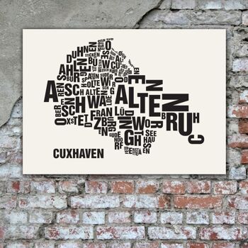 Place des lettres Cuxhaven noir sur blanc naturel - 50x70cm-sérigraphie-fait main 1