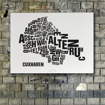 Place des lettres Cuxhaven noir sur blanc naturel - 50x70cm-toile-sur-châssis 1