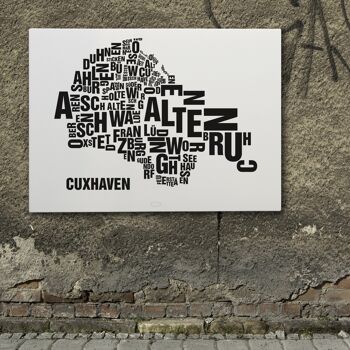 Place des lettres Cuxhaven noir sur blanc naturel - 50x70cm-toile-sur-châssis 4