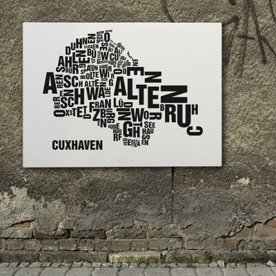 Luogo delle lettere Cuxhaven nero su bianco naturale - 70x100cm-tela-su-barella
