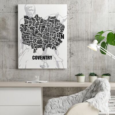 Buchstabenort Coventry Lady Godiva - 40x50cm-leinwand-auf-keilrahmen