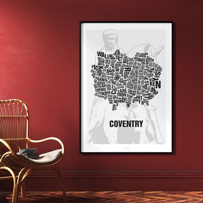 Carta ubicación Coventry Lady Godiva - 70x100cm-impresión digital-laminada