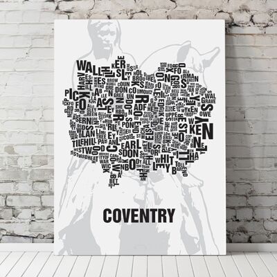 Buchstabenort Coventry Lady Godiva - 70x100cm-leinwand-auf-keilrahmen