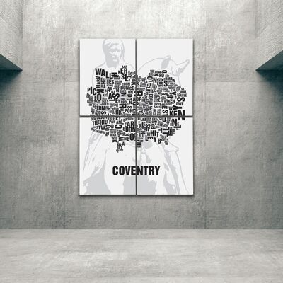 Place of letters Coventry Lady Godiva - 140x200cm-as-4-part-stretcher