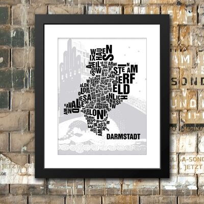 Letter location Darmstadt Wedding Tower - 40x50 passe-partout framed