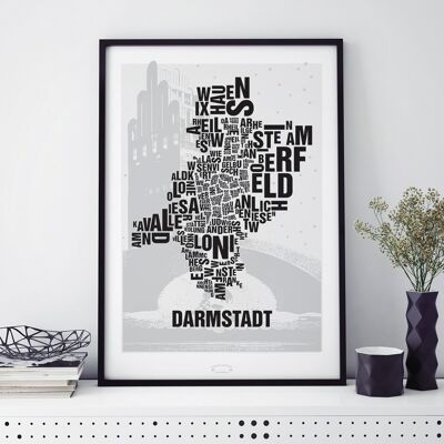 Place of letters Darmstadt Wedding Tower - 50x70cm-digital print-framed
